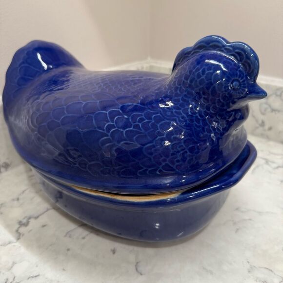 vintage Taylor & Ng Environmental Ceramics Nested Hen Chicken Roaster - Picture 3 of 13